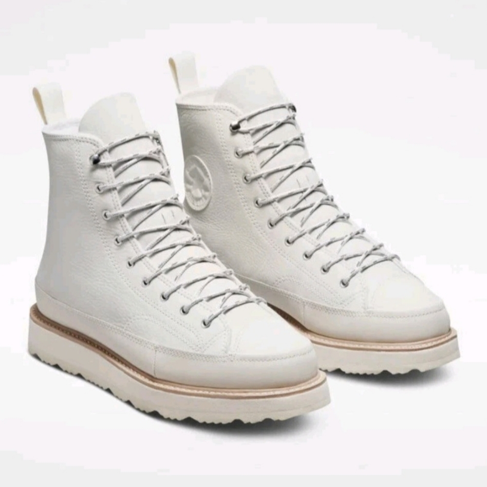 New Converse Chuck Taylor Crafted Leather Boot Hi Egret/Ivory/Pink 173212C W7.5